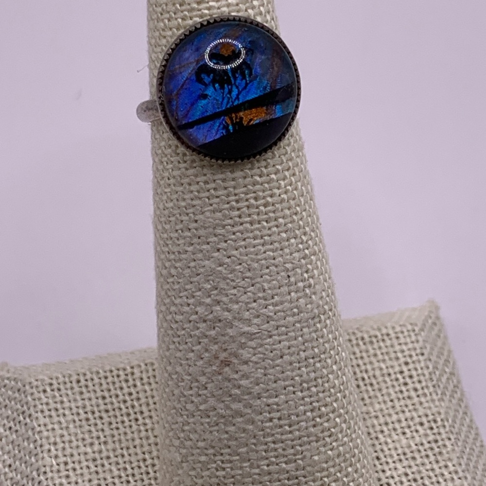 Tiny Morpho Butterfly Wing Ring by Hoffman Size 3 - Picture 3 of 7